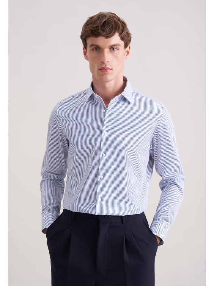 

Seidensticker Приталенная деловая рубашка среднего синего цвета