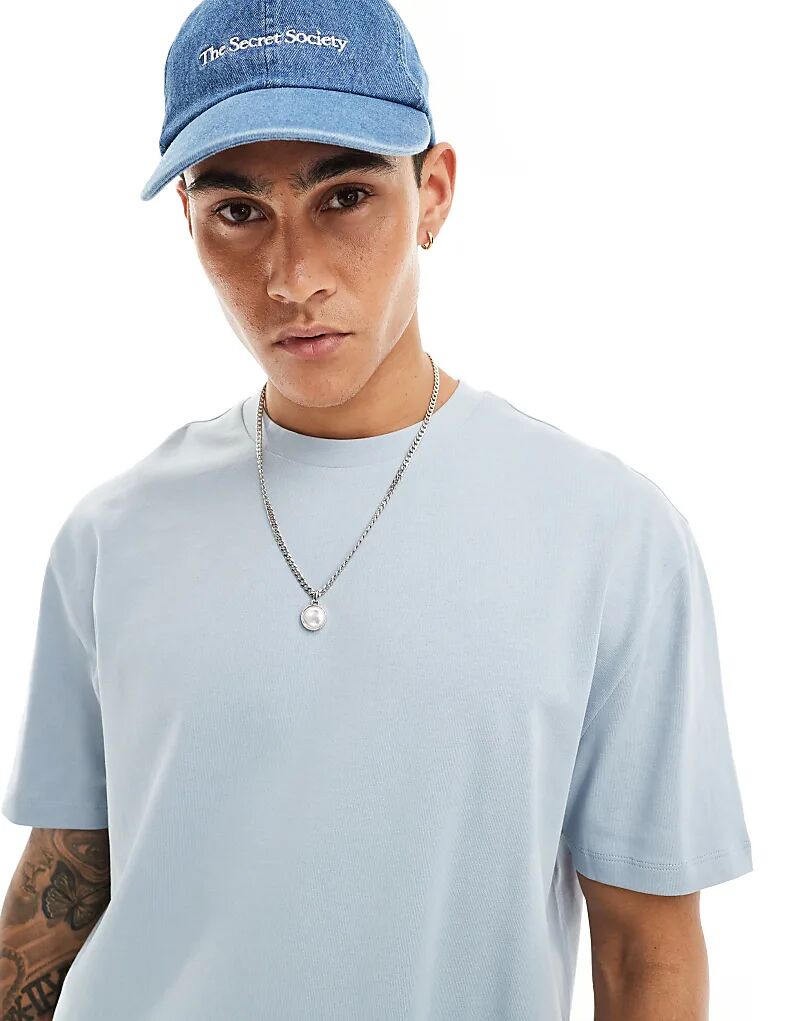 

Футболка Essential Heavyweight Relaxed 240 г/м² светло-синего цвета ASOS DESIGN
