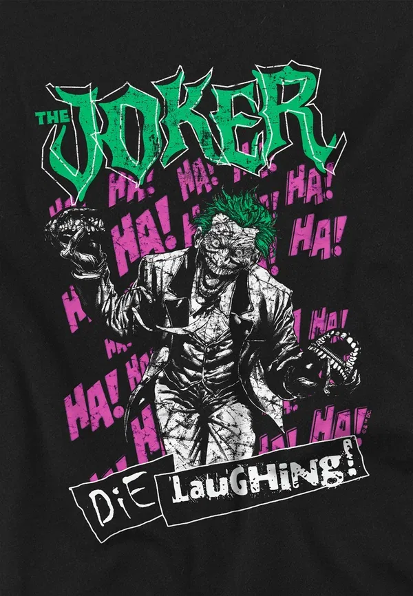 Футболка Justice League The Joker Die Laughing Print T-Shirt Cotton Soul, черный — фото 3