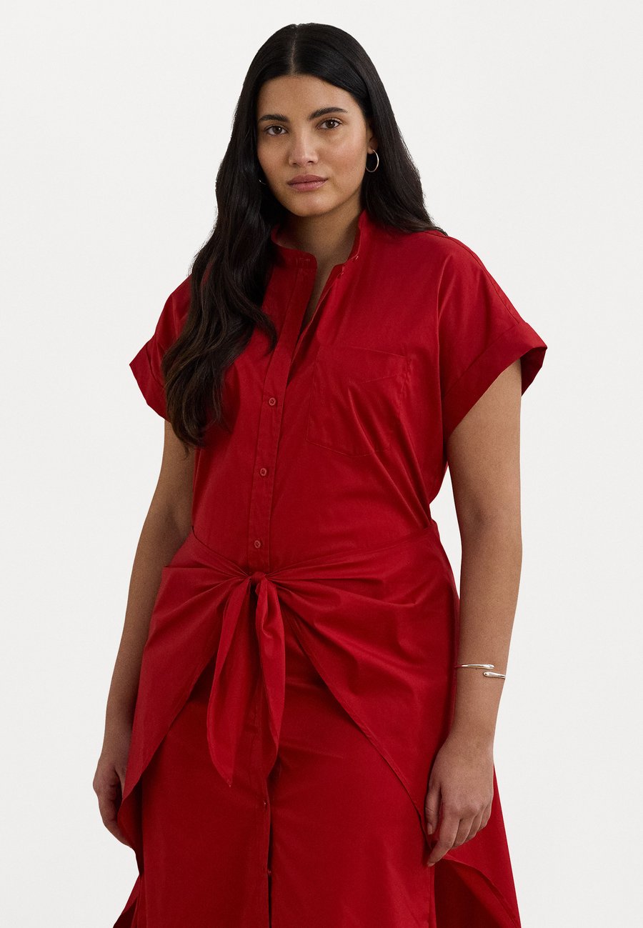 

Платье Lauren Ralph Lauren Woman TIE FRONT COTTON BLEND SHIRTDRESS, Madison Red/Red