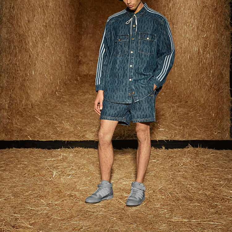 Рубашка adidas originals x IVY PARK Crossover Stripe Solid Color Denim Blue Shirt — фото 3