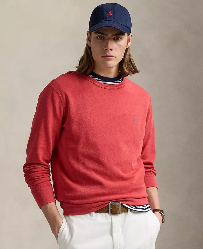 

Мужской хлопковый свитшот с ворсом и круглым вырезом Polo Ralph Lauren, красный