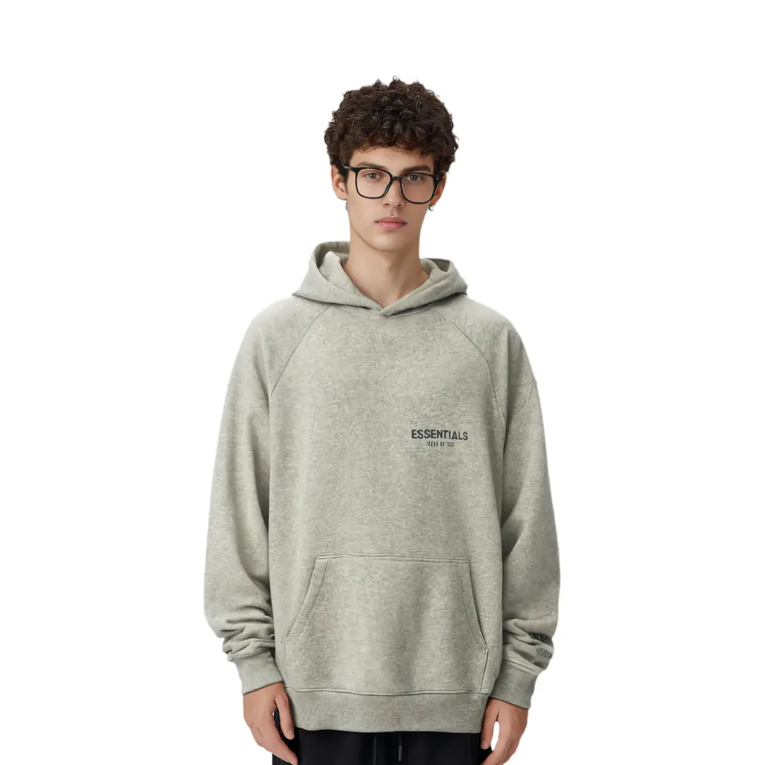 Толстовка с капюшоном из основной коллекции Dark Fear Of God Essentials, цвет темный овёс — фото 4