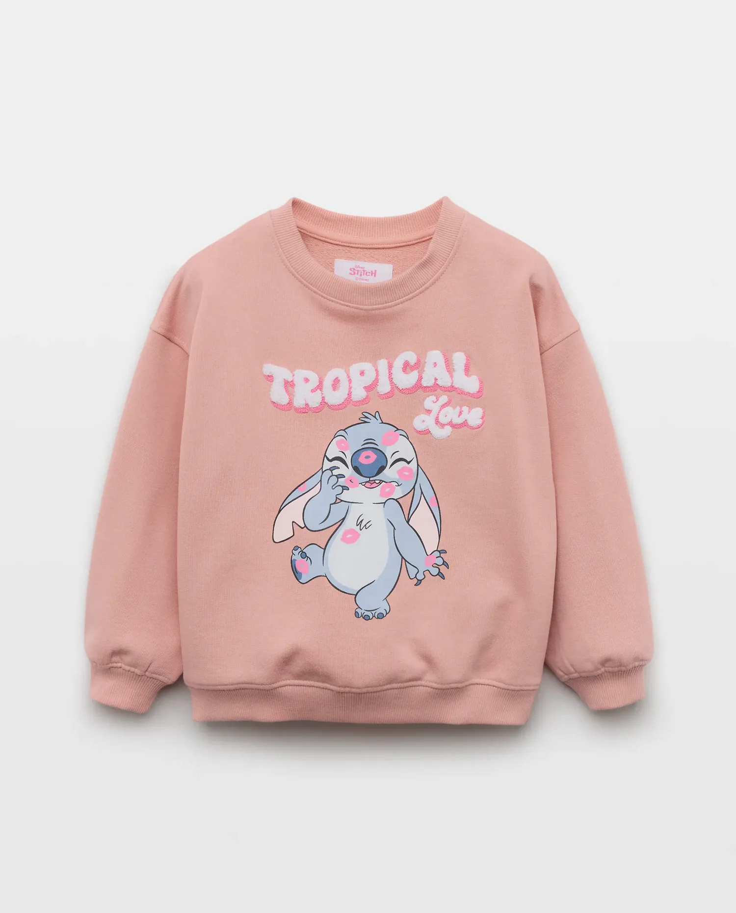 Толстовка с круглым вырезом, принт, плоская ткань, позиционная лицензия STITCH, детские поцелуи Kids El Corte Inglés, розовый — фото 4