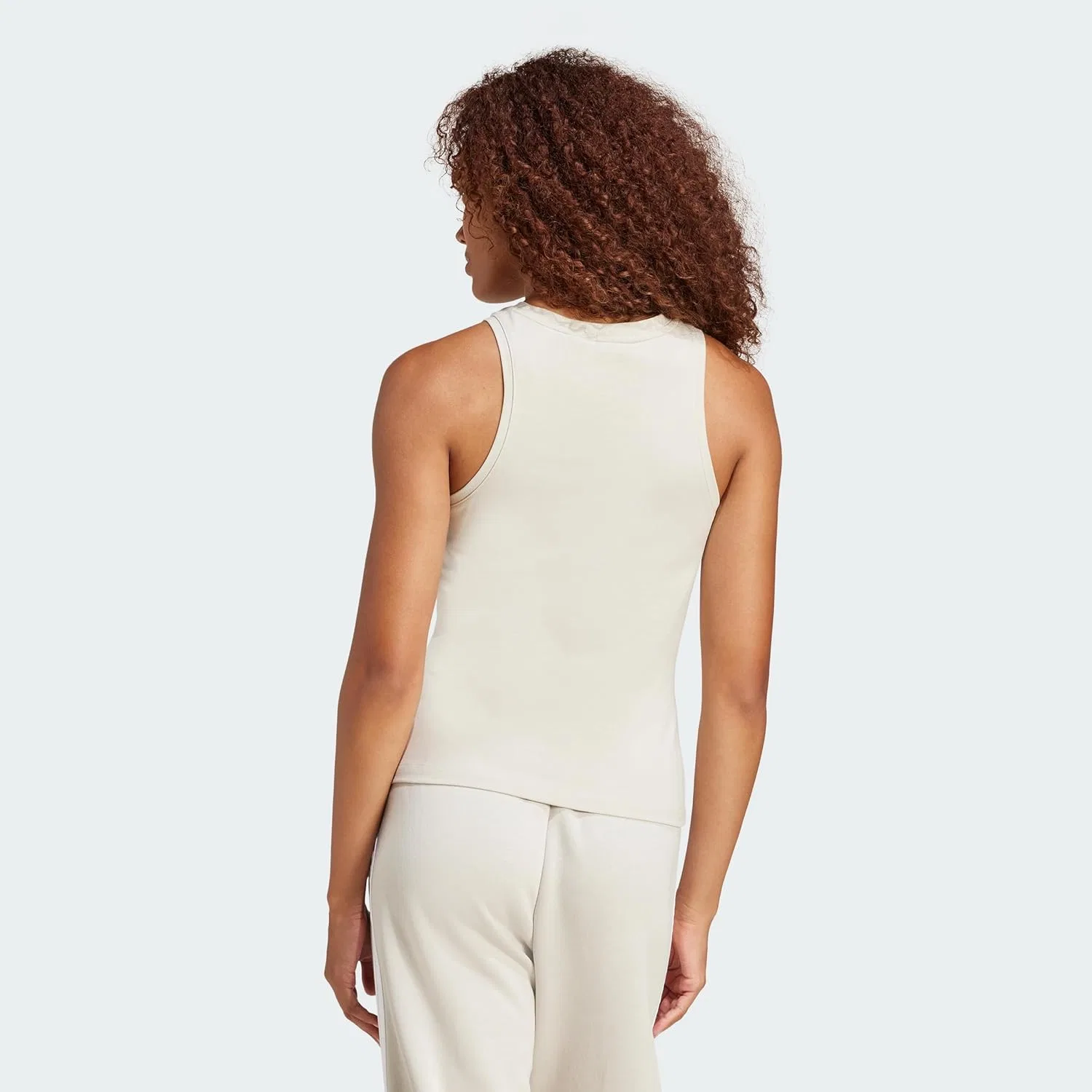 Женский топ-борцовка adidas Essentials Linear Slim Cotton, Wonder Alumina / White — фото 4