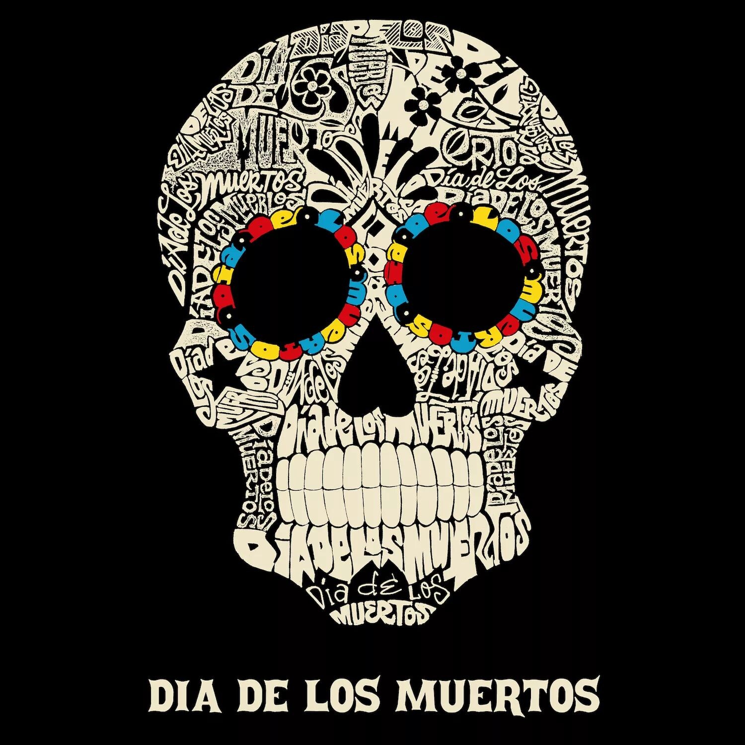 

Dia De Los Muertos — мужская футболка премиум-класса с рисунком Word Art LA Pop Art