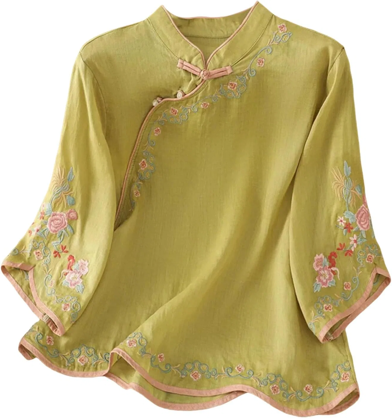 Блуза из хлопка и льна, Button-Down Shirt, зеленый