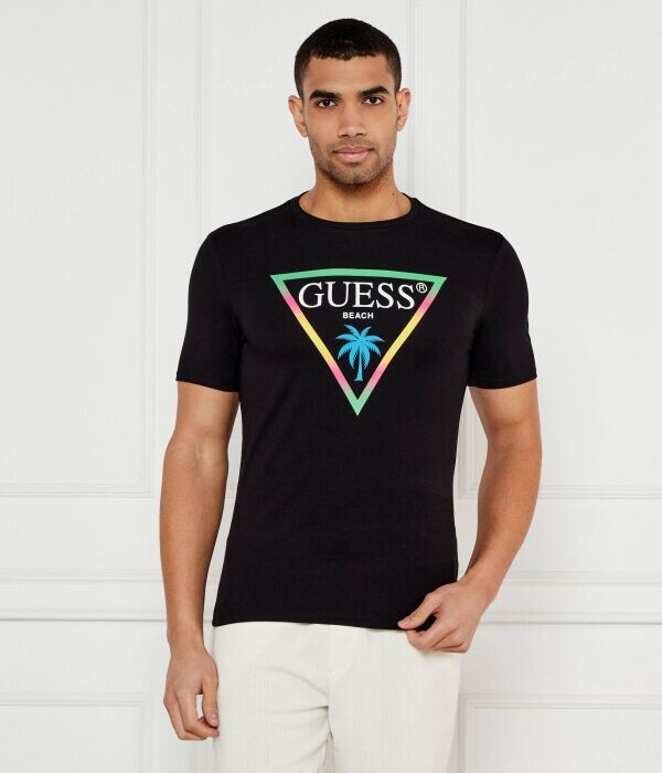 

Футболка мужская Guess Underwear с разноцветным логотипом, черный