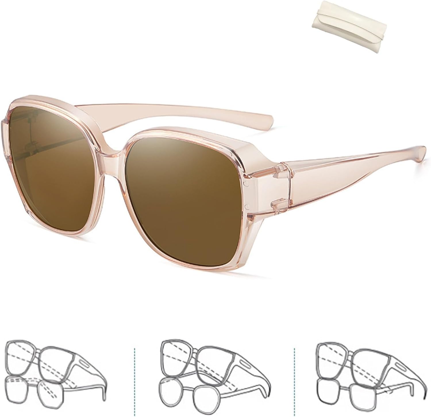 

Солнцезащитные очки Snap Shades, модные квадратные поляризованные солнцезащитные очки с защитой от УФ-излучения, солнцезащитные очки для женщин и мужчин MTQCRHGP, Brown