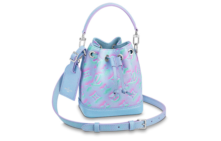 

LOUIS VUITTON Расписная и тисненая кожаная сумка ведро из коровьей кожи Миниатюрная женская сумка через плечо поясная голубая
