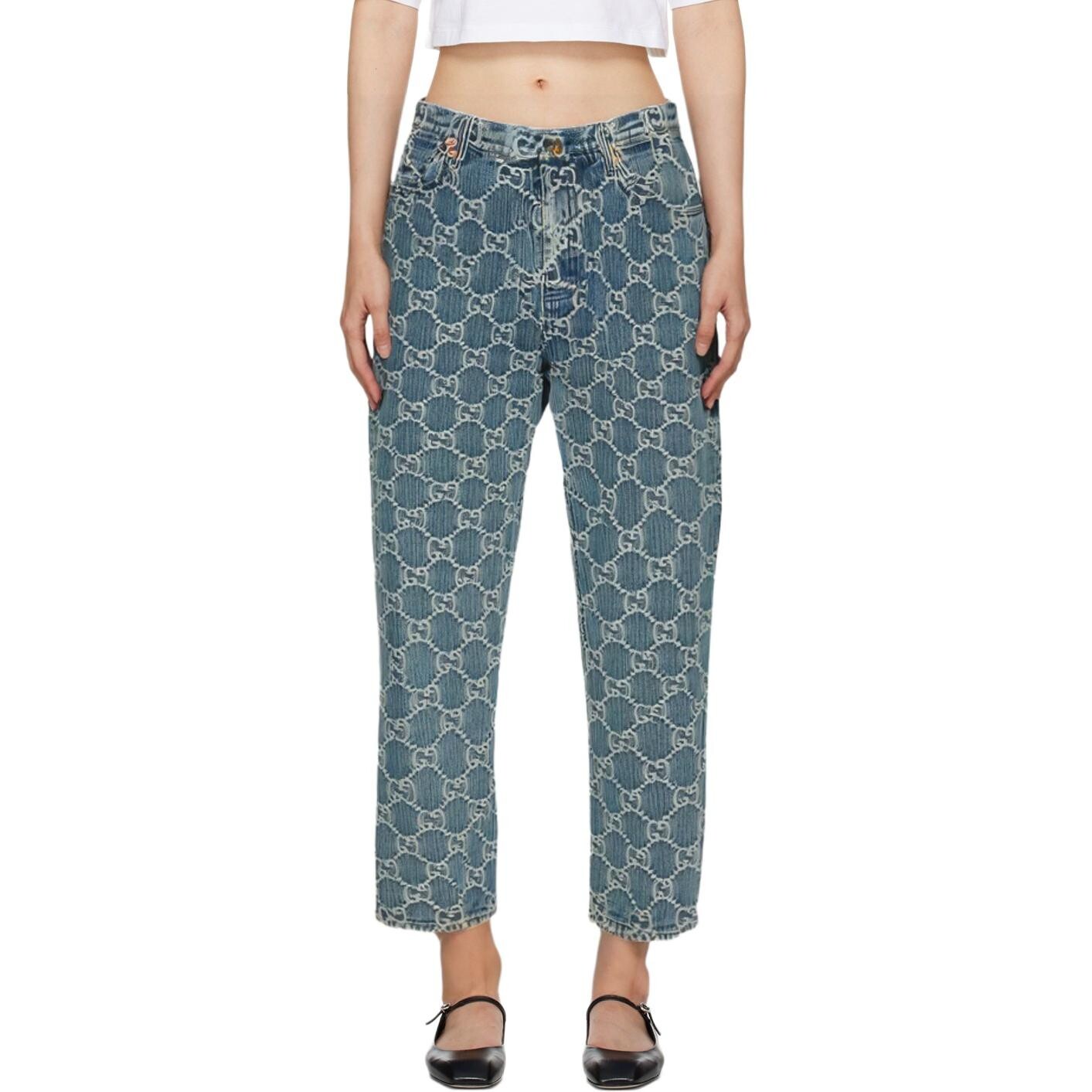 Джинсы мужские GUCCI Blue with White Lettering — фото 2