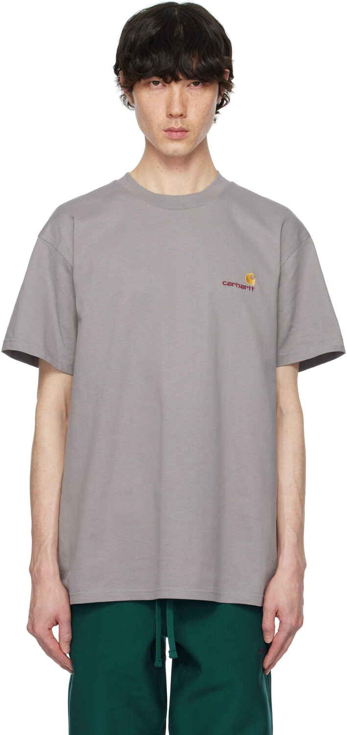 

Серая американская футболка с надписью «крипта» Carhartt Work In Progress