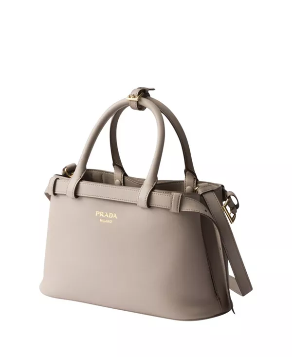 Маленькая кожаная сумочка с пряжкой и двойным ремешком. Prada, серый — фото 3