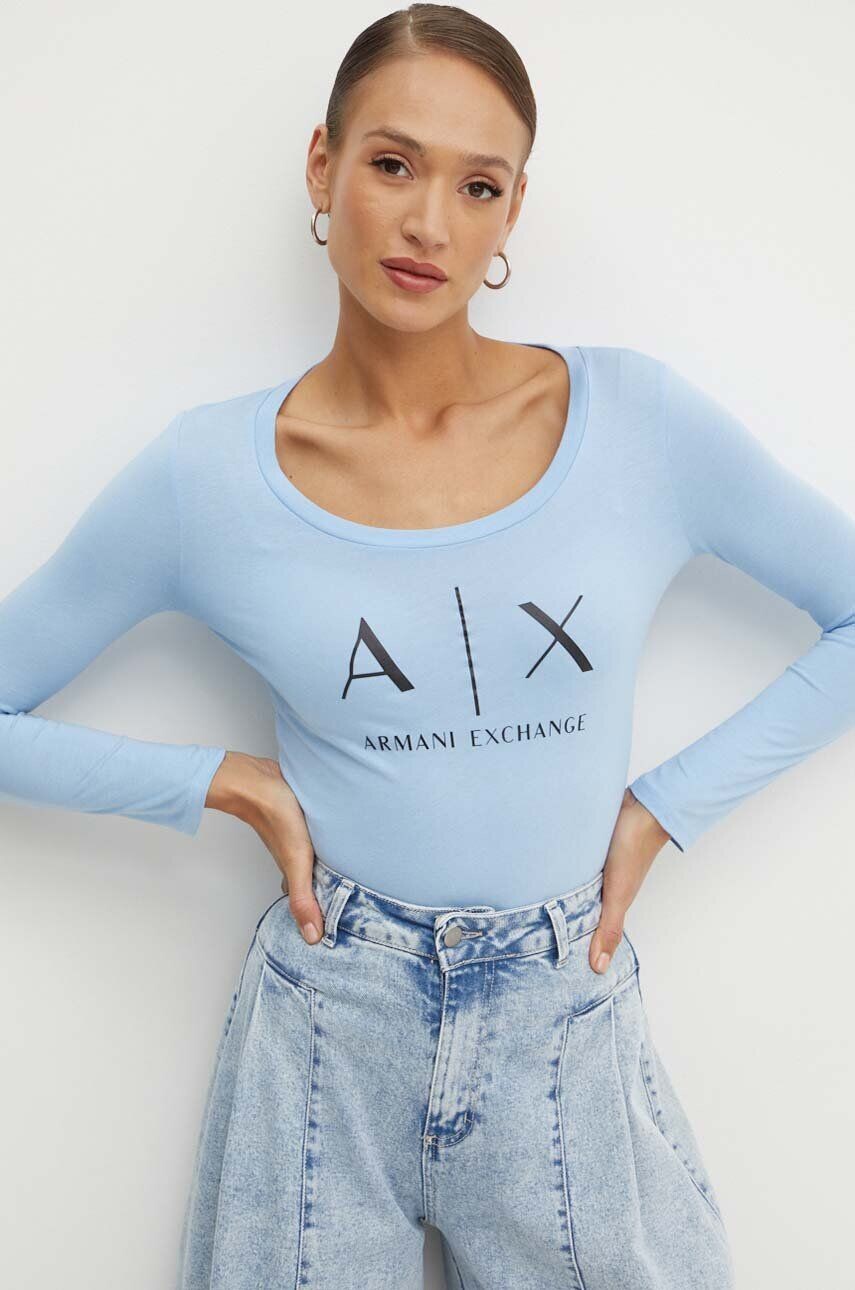 

Хлопковый топ Armani Exchange с длинными рукавами, синий
