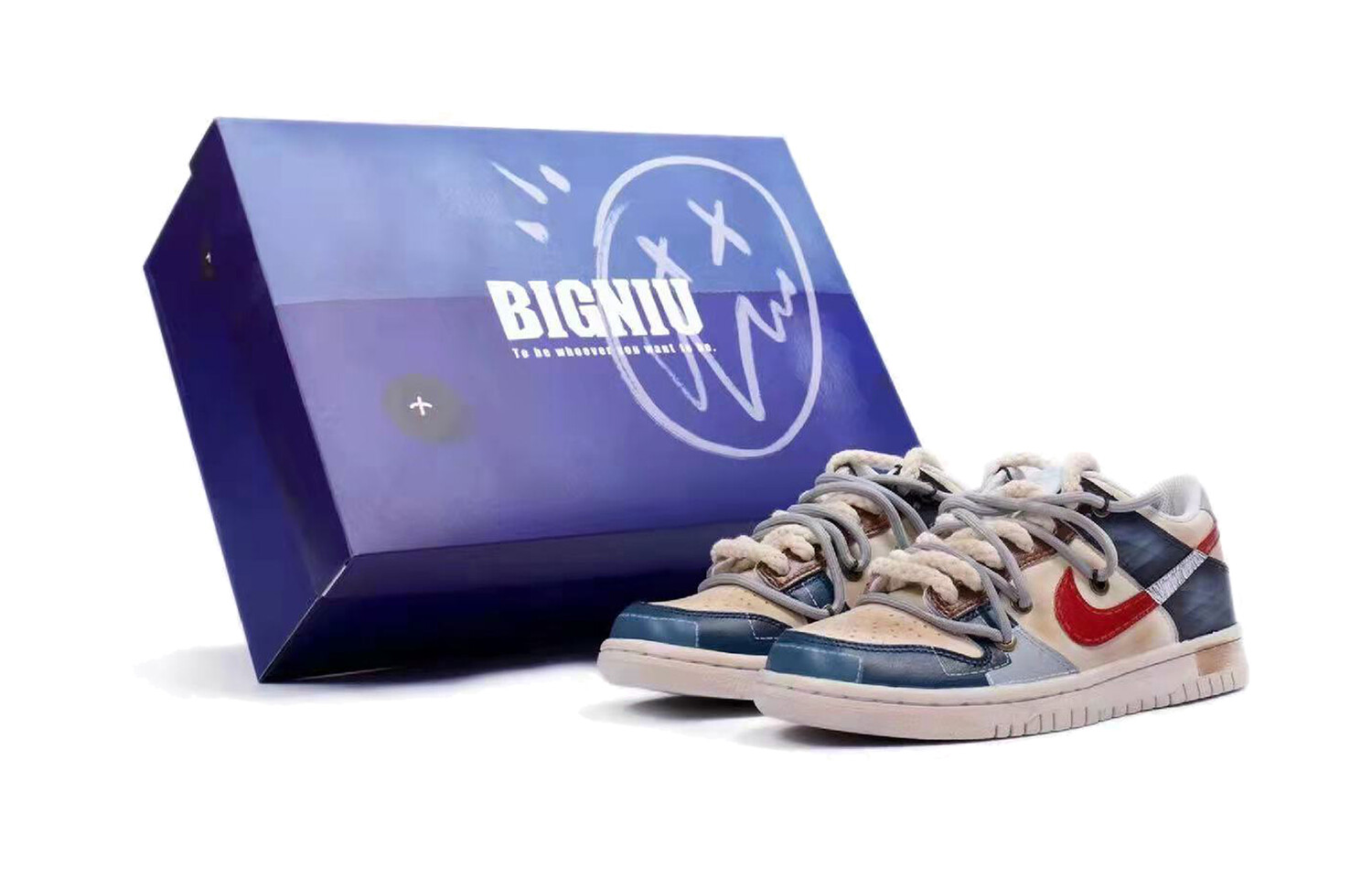 

Кроссовки Nike Dunk Skateboard Shoes Women's Low-Top Blue Red