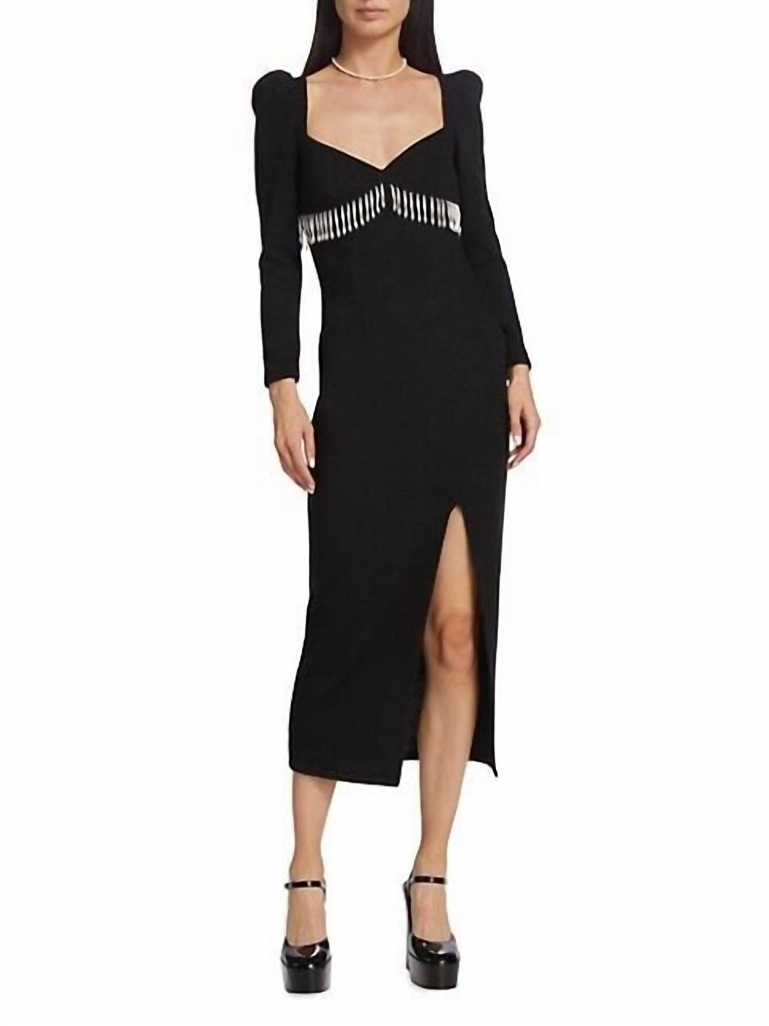 

Платье-свитер Alina Pearl Fringe Midi черного цвета SAYLOR