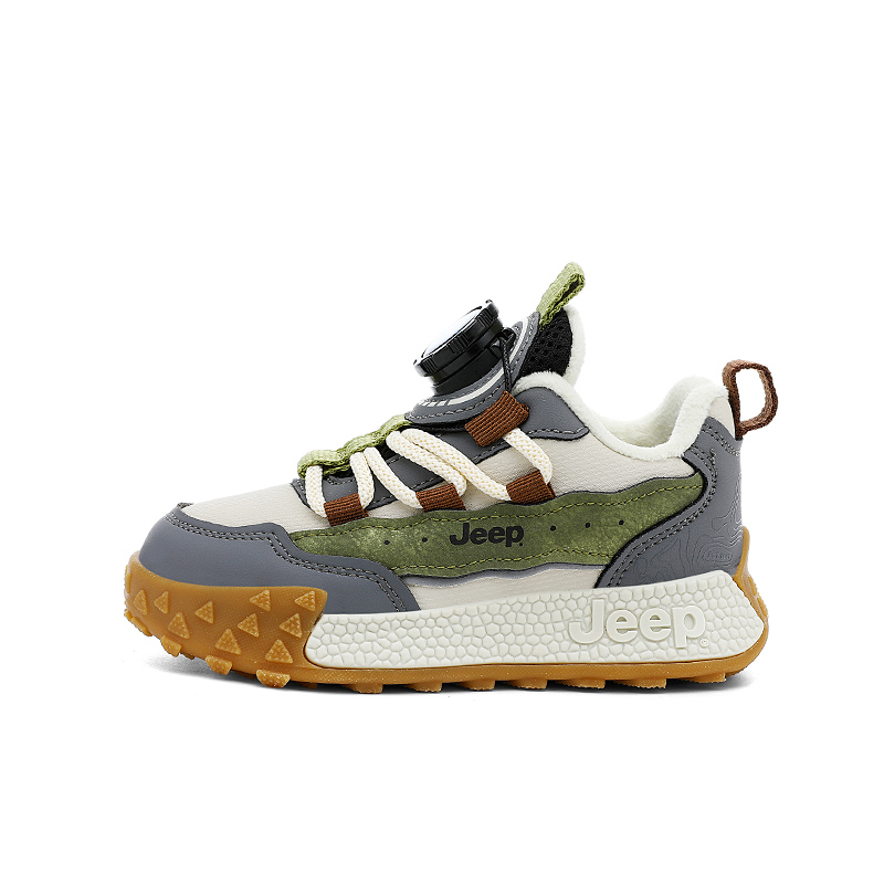 

Jeep Скользоустойчивые легкие утепленные скейтерские кроссовки Low top для детей, цвет Gray Green