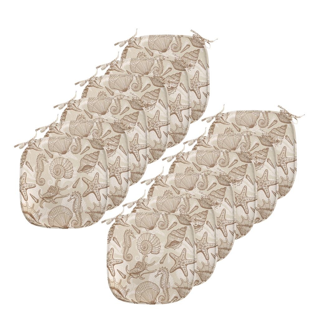 

Подушки на обеденный стул ABAKUHAUS Sea Shells, винтажный океанский дизайн, декоративная водонепроницаемая подушка с ремнями для кухонных сидений, 40 см x 40 см — упаковка из 12 шт., коричнево-коричневый, серебро