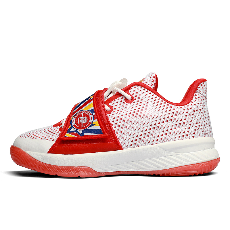 

IVERSON Баскетбольные кроссовки детские, белые, красные, с низким верхом, дышащие, с поддержкой