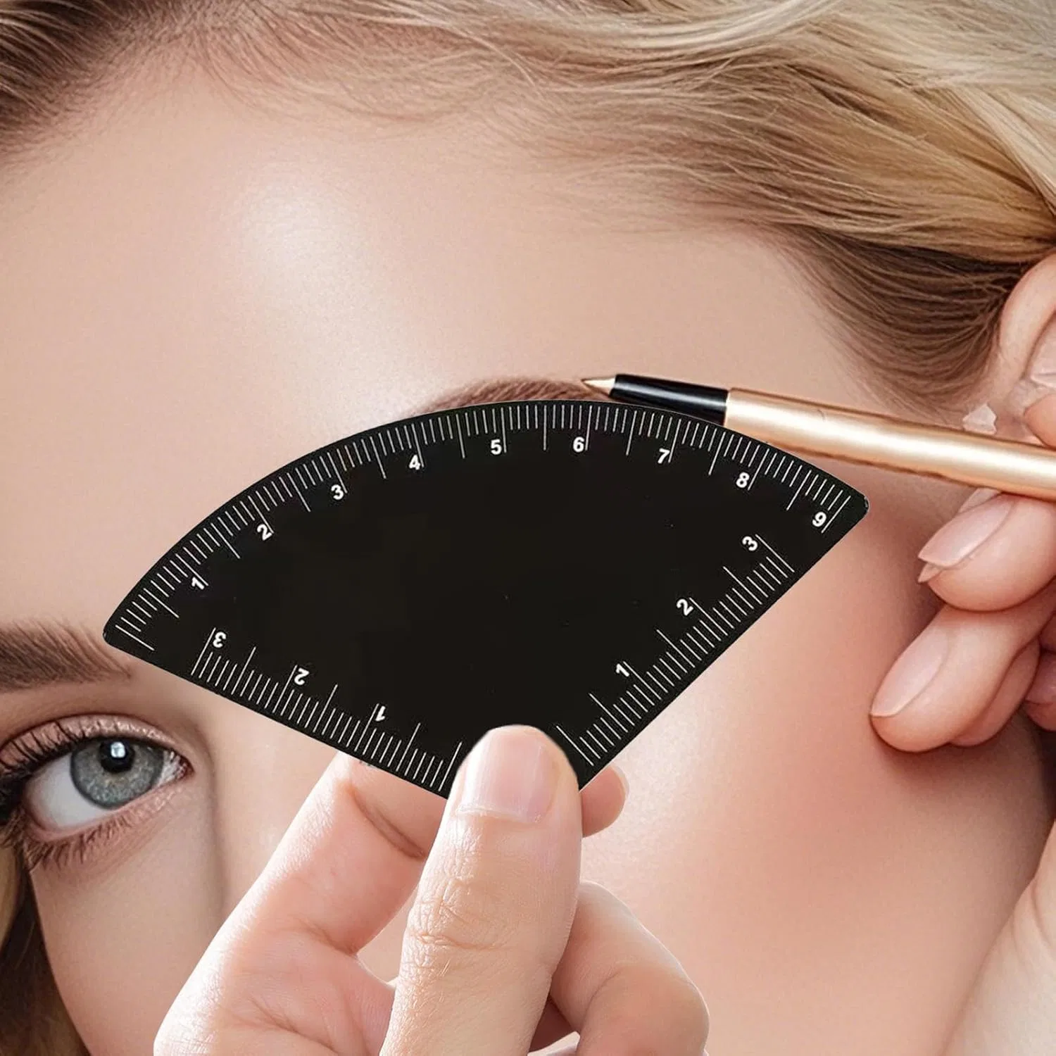 Аксессуар для макияжа бровей линейка-шаблон металлический No brand 3 шт — фото 3