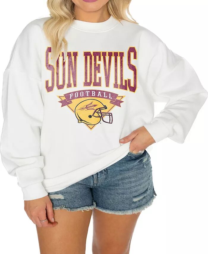 

Женская белая флисовая толстовка Arizona State Sun Devils Good Vibes Premium с заниженными плечами Gameday Couture