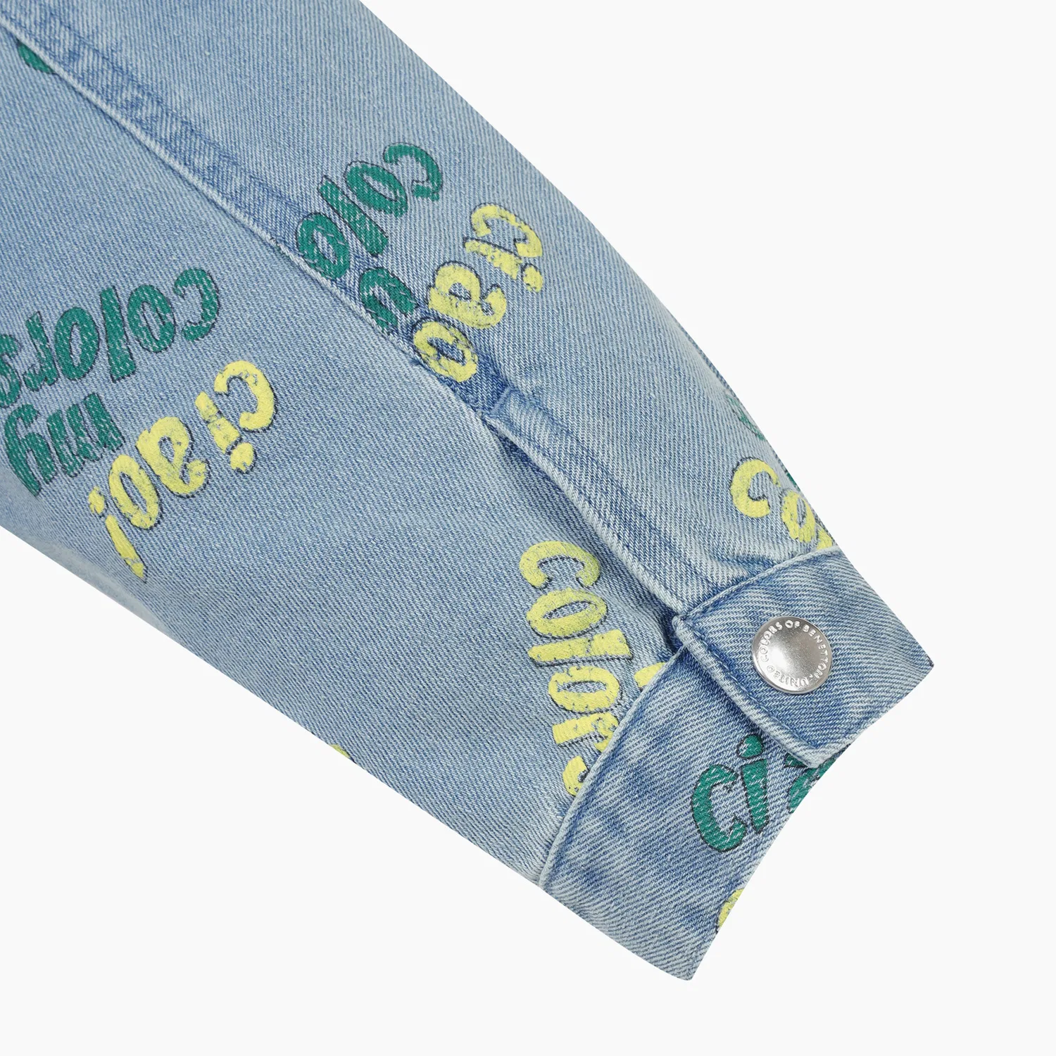 Детская джинсовая куртка Colors Lettering, синяя, от Benetton Kids — фото 4