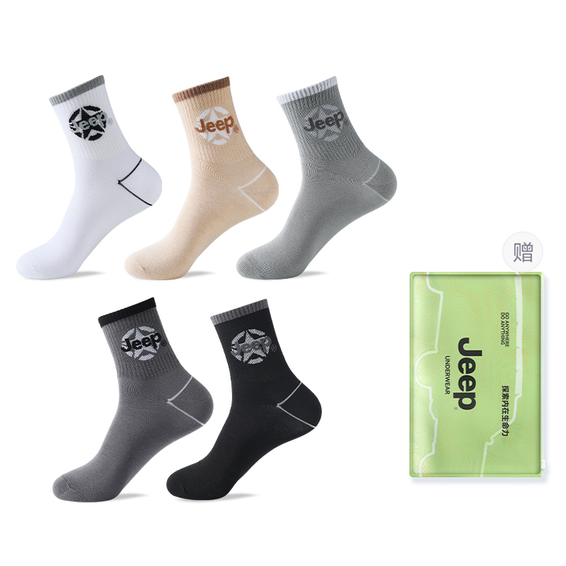 

Мужские носки Mid Calf Jeep, белый+оранжевый+светло-серый+темно-серый+черный