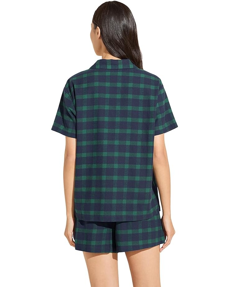 

Пижамный комплект Eberjey Flannel Short PJ Set, цвет Windowpane Plaid True Navy