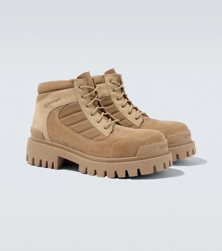 Ботинки Combat Strike на шнуровке с замшевой отделкой Balenciaga, бежевый