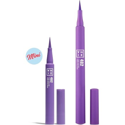 3INA MAKEUP Подводка для глаз Color Pen 482 Фиолетовая жидкая подводка для глаз, стойкая, 14 ч, дорожный размер, матовая подводка для чувствительных глаз — фото 3