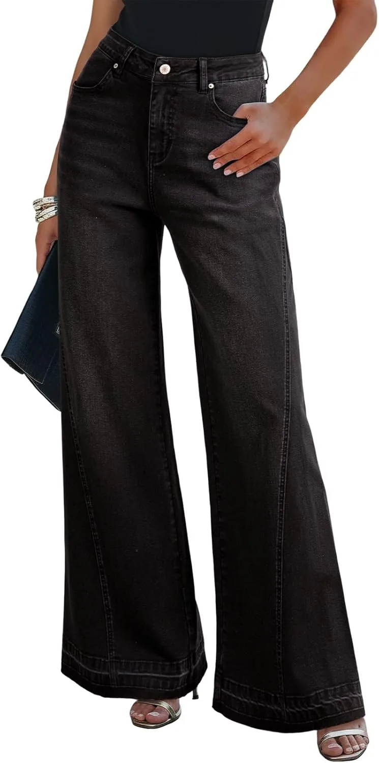 

Джинсы Dokotoo для женщин, Casual, высокая талия, широкие, с карманами