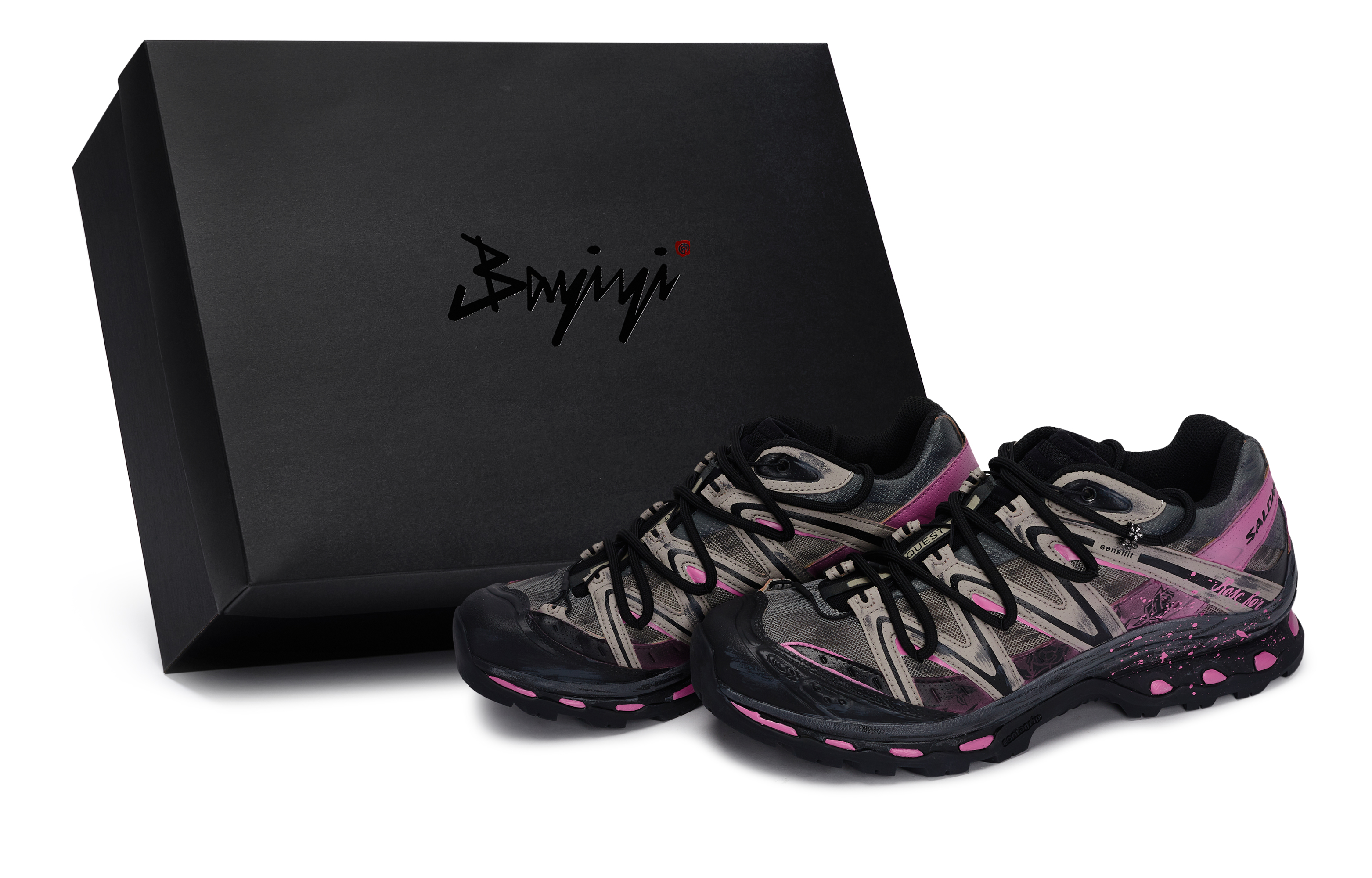 SALOMON Кроссовки XT Quest Outdoor унисекс с низким верхом цвета хаки/черный/серый/розовый