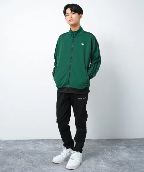 Толстовка спортивная Converse большая траковая куртка тёмно-зелёная — фото 4