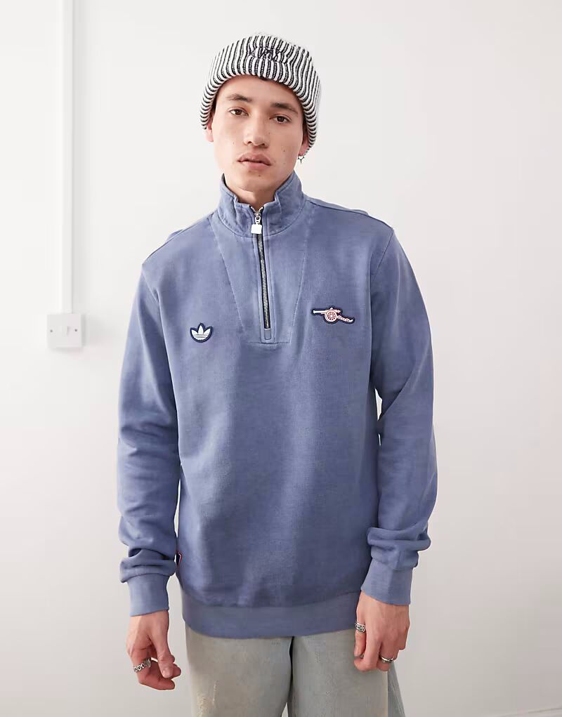 

Футболка Adidas Originals Arsenal Terrace Icons Half-Zip синего цвета