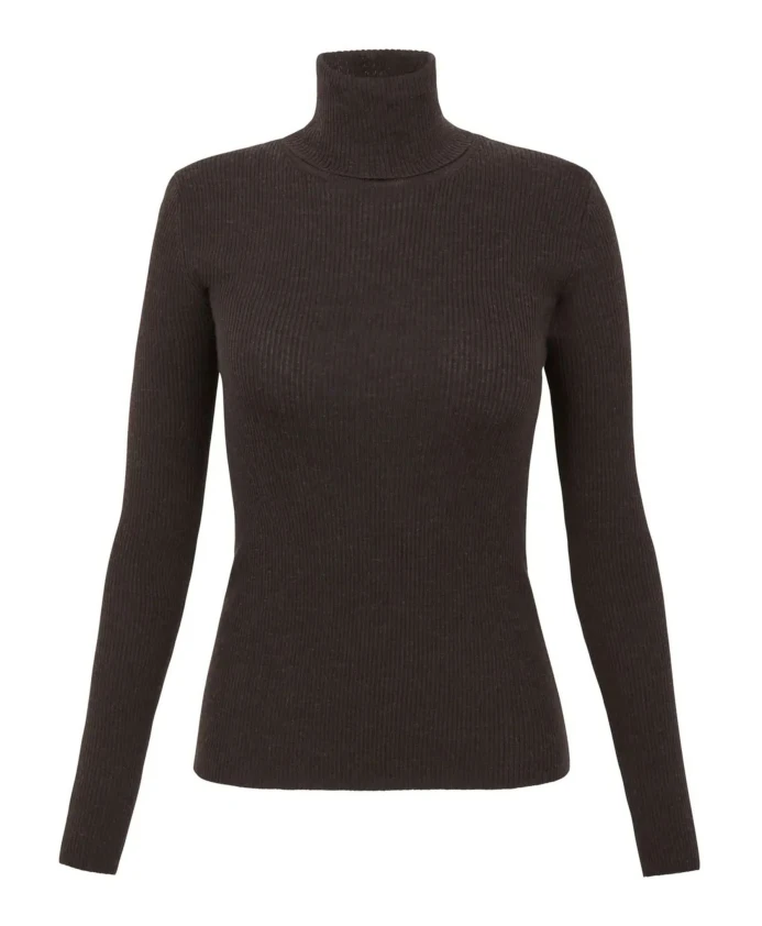 

Коричневый ребристый свитер с высоким воротником P.A.R.O.S.H., коричневый