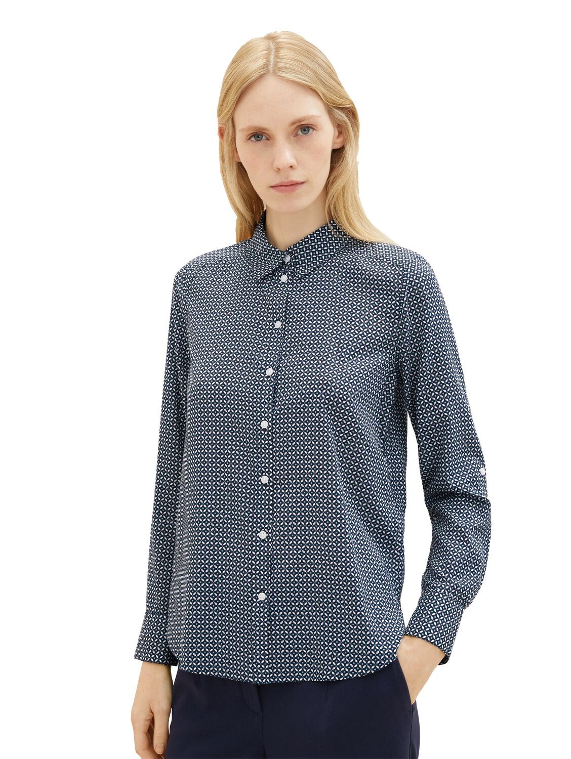 

Блуза Tom Tailor PRINTED COLLAR, синий