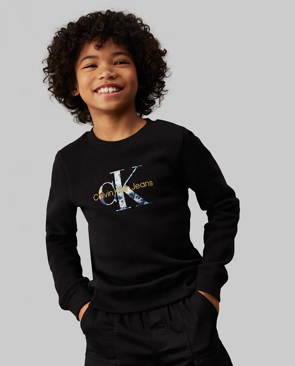 

Толстовка с круглым вырезом для мальчика с монограммой Calvin Klein, черный