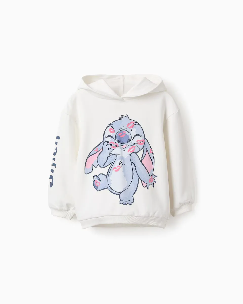 

Толстовка для девочки из 100% хлопка с принтом Stitch Zippy, белый