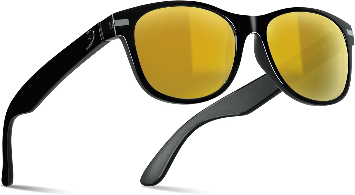 

Классические солнцезащитные очки Bnus итальянского производства с линзами Corning из настоящего стекла и возможностью поляризации B.N.U.S, Black / Gold Flash Polarized