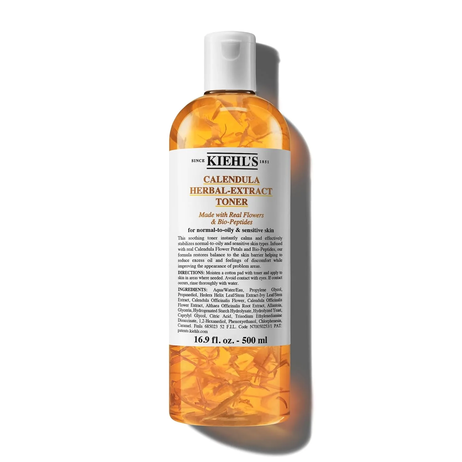 Kiehl's Calendula Herbal Extract Alcohol-Free Toner, успокаивающий тоник для нормальной и жирной кожи, уменьшает покраснения и жирный блеск, улучшает текстуру кожи, без парабенов, без отдушек, некомедогенный 500 мл