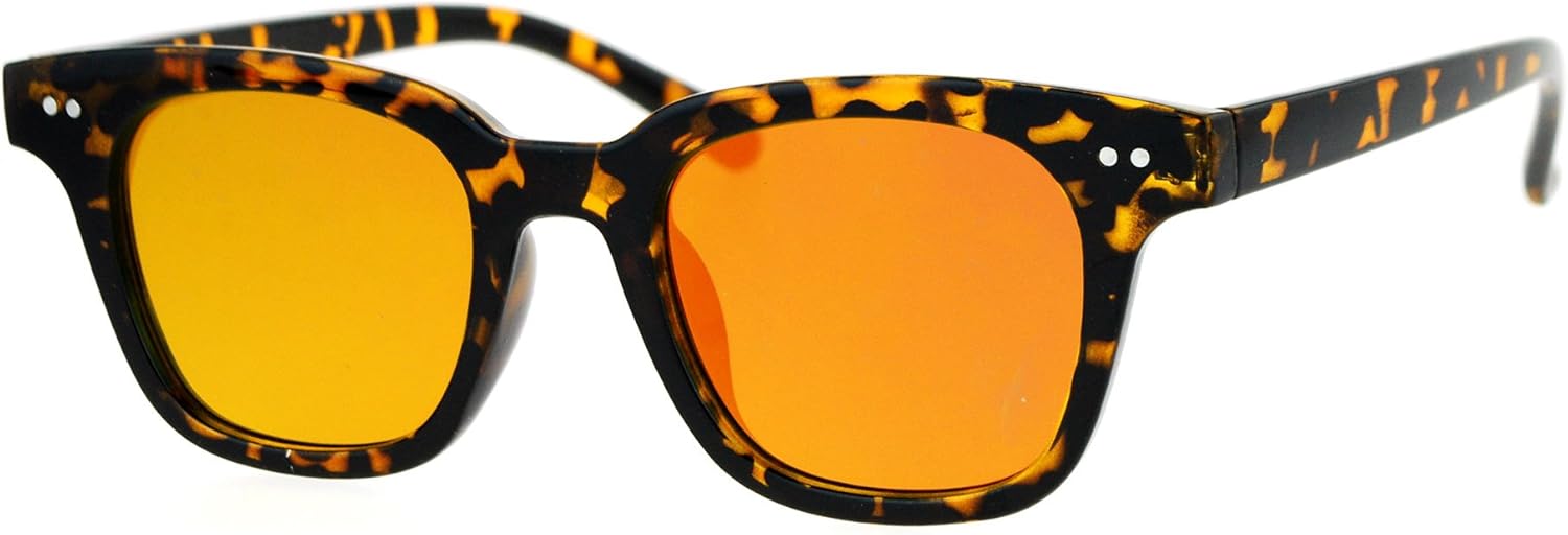 

Солнцезащитные очки JuicyOrange с зеркальными плоскими линзами, квадратной оправой и роговым рисунком, в стиле ретро, ​​с защитой от УФ-излучения UV400, Tortoise (Orange Mirror)