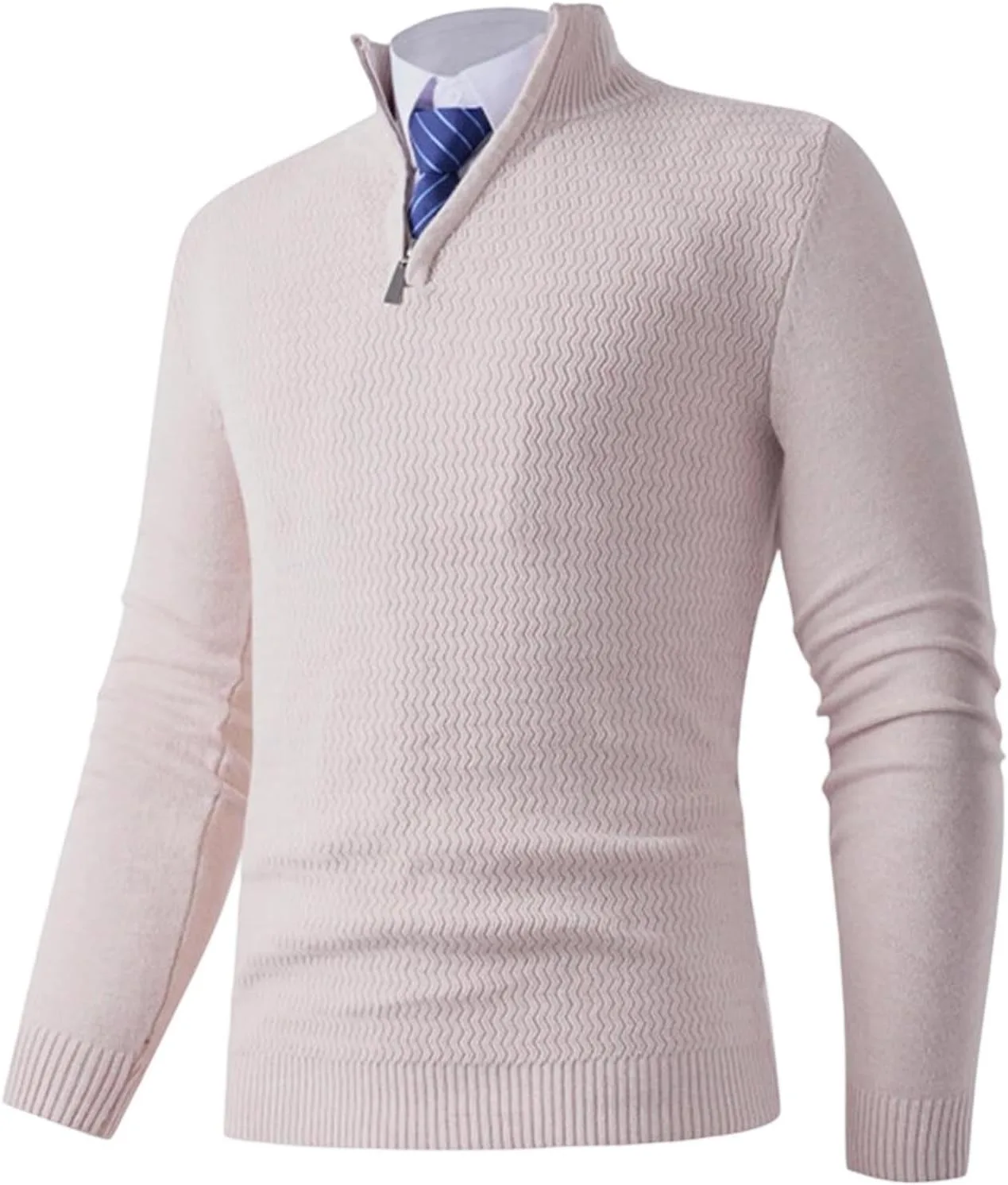 

Свитер мужской с воротником-стойкой и молнией на четверть