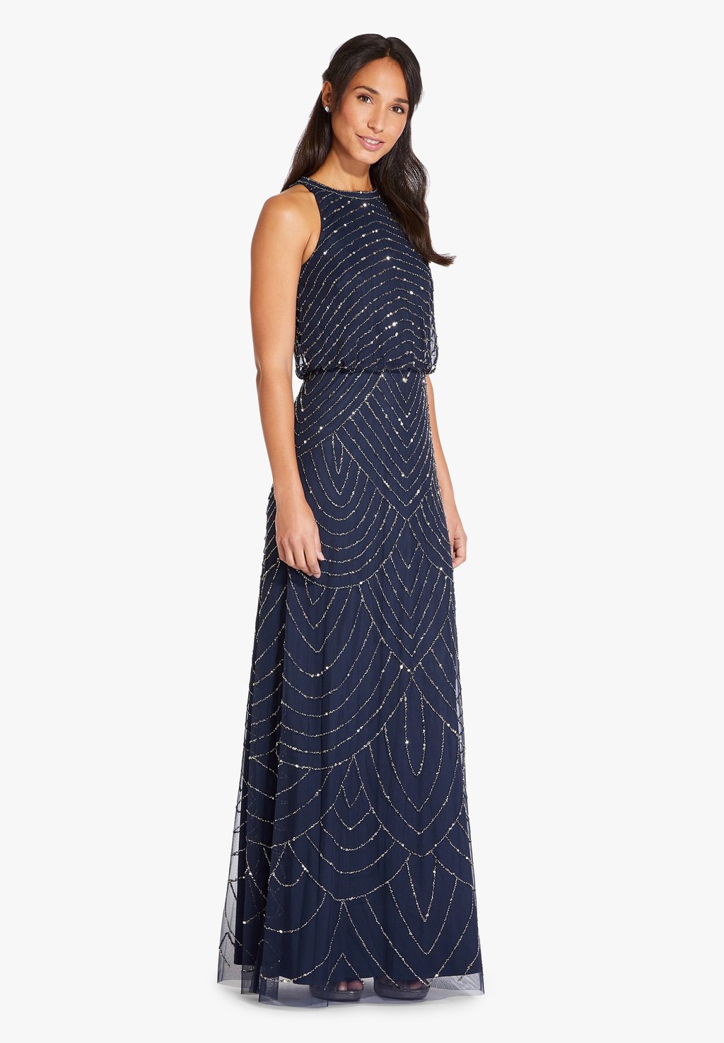 

Платье BEADED HALTER LONG Adrianna Papell, темно-синий