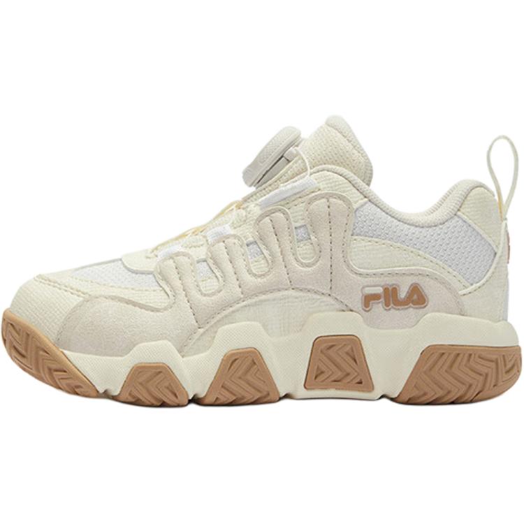 

FILA KIDS Детские баскетбольные кроссовки BOA с противоскользящей амортизацией и низким верхом, молочно-белые, для детей 3–7 лет