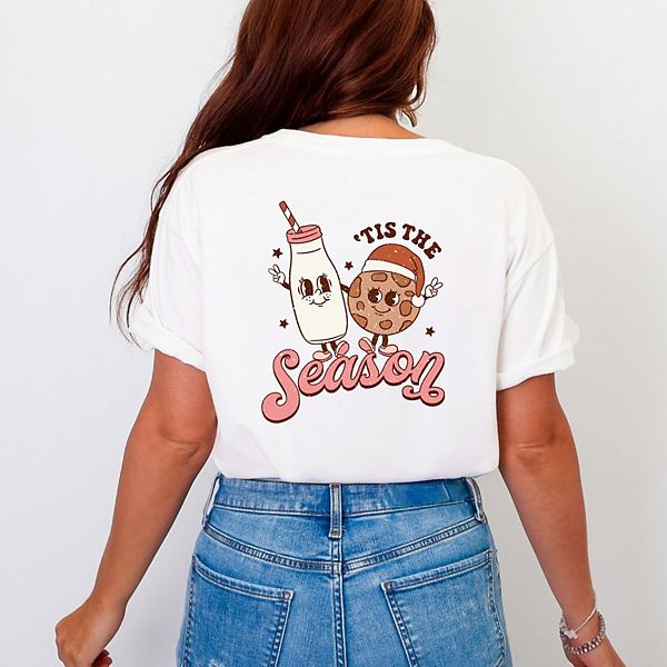 

Футболка с принтом "Tis the season milk and cookies" Simply Sage Market, White, Белый, Футболка с принтом "Tis the season milk and cookies" Simply Sage Market, White