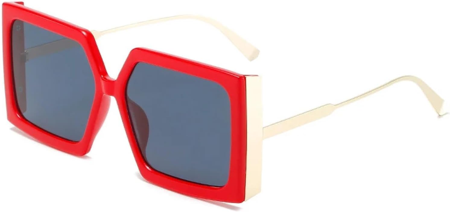 

Винтажные металлические солнцезащитные очки для женщин и мужчин, модные, в большой оправе, для активного отдыха, вождения, путешествий, с защитой от УФ-излучения UV400 TKKTLLT, Red Gray