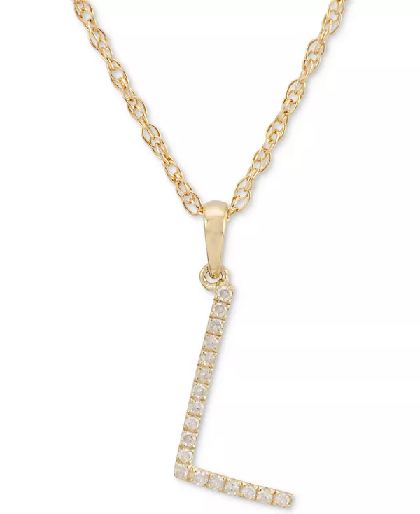 

Ожерелье с бриллиантом (1/10 карата) в форме инициала из 10-каратного золота, 16 дюймов + 2-дюймовый удлинитель Macy'S, l