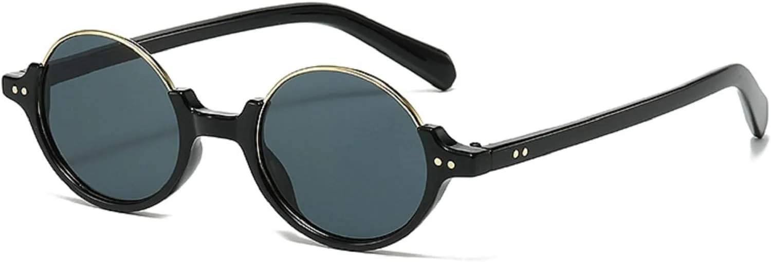 

Полуободковые круглые солнцезащитные очки для мужчин и женщин, роскошные дизайнерские панк-очки, защита от ультрафиолета UV400, модель 6189 Melrose, Black Gold