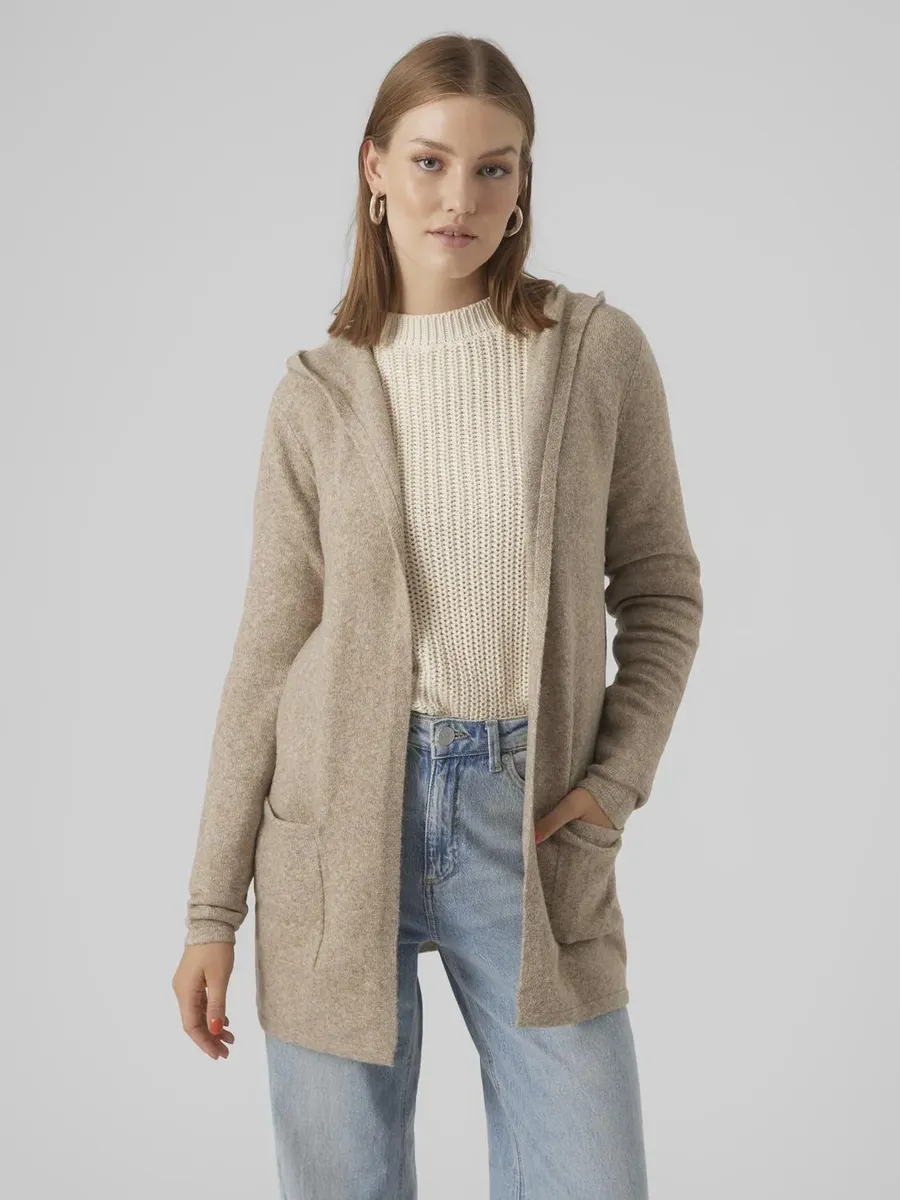 

Кардиган Vero Moda "VMDOFFY LS OPEN HOOD CARDIGAN GA NOOS", цвет Sepia Tint Detail:Melange