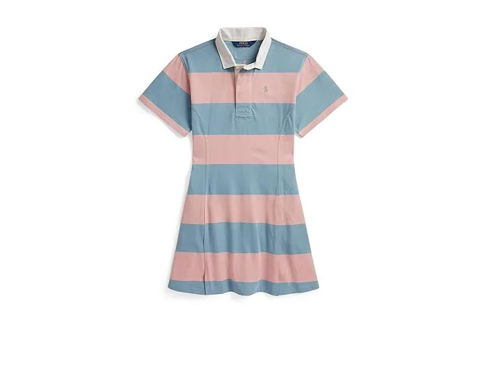 Платье полосатое джерси Rugby Polo Ralph Lauren Kids, Adirondack Rose/Cassidy Blue